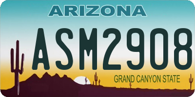 AZ license plate ASM2908