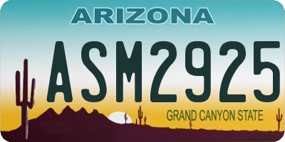 AZ license plate ASM2925