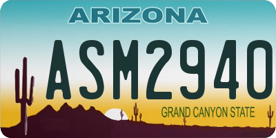 AZ license plate ASM2940
