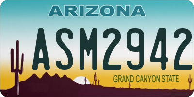 AZ license plate ASM2942