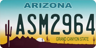 AZ license plate ASM2964