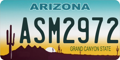 AZ license plate ASM2972
