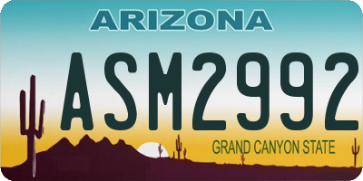 AZ license plate ASM2992