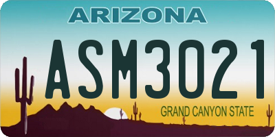 AZ license plate ASM3021