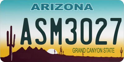 AZ license plate ASM3027