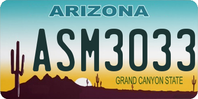 AZ license plate ASM3033