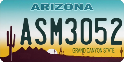 AZ license plate ASM3052