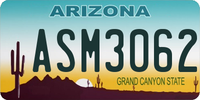 AZ license plate ASM3062