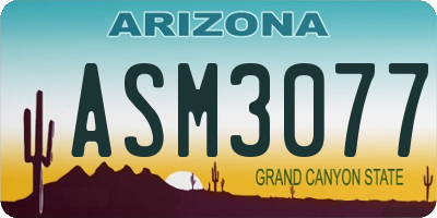 AZ license plate ASM3077