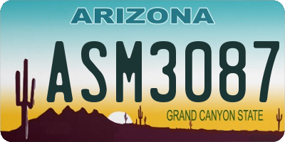 AZ license plate ASM3087