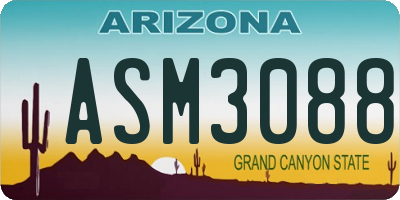 AZ license plate ASM3088
