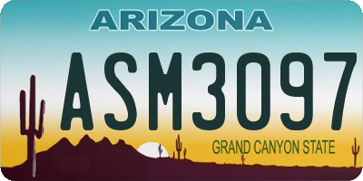 AZ license plate ASM3097