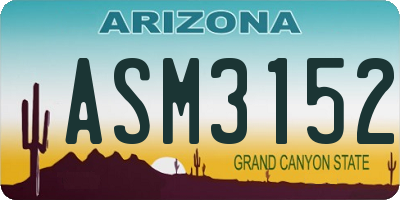 AZ license plate ASM3152