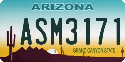 AZ license plate ASM3171