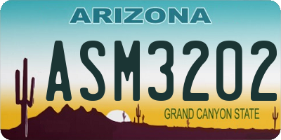 AZ license plate ASM3202
