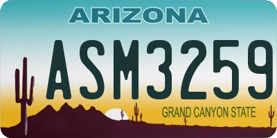 AZ license plate ASM3259
