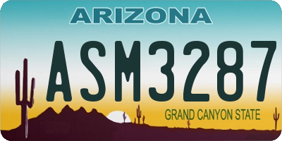 AZ license plate ASM3287
