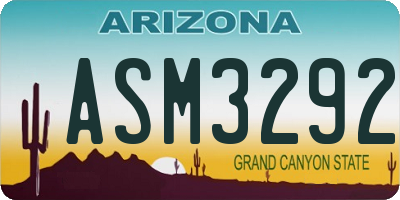 AZ license plate ASM3292