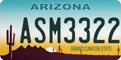 AZ license plate ASM3322