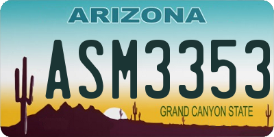 AZ license plate ASM3353