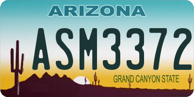 AZ license plate ASM3372