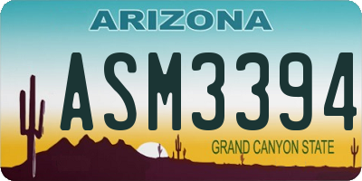 AZ license plate ASM3394
