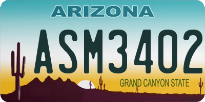 AZ license plate ASM3402