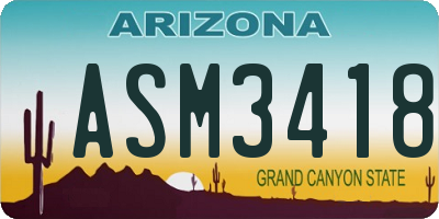 AZ license plate ASM3418