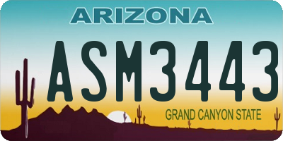 AZ license plate ASM3443