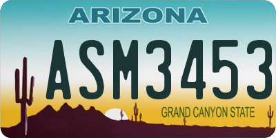 AZ license plate ASM3453