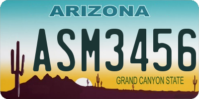 AZ license plate ASM3456
