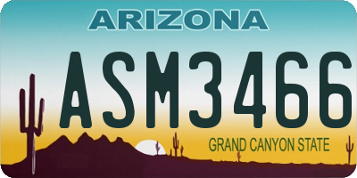AZ license plate ASM3466