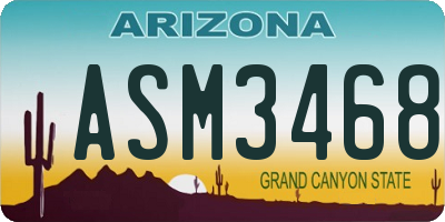 AZ license plate ASM3468