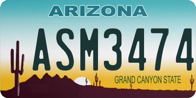 AZ license plate ASM3474