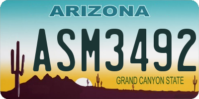 AZ license plate ASM3492