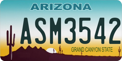 AZ license plate ASM3542