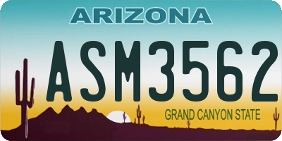 AZ license plate ASM3562