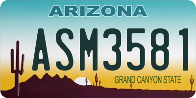 AZ license plate ASM3581