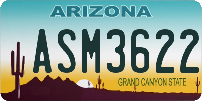 AZ license plate ASM3622