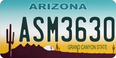 AZ license plate ASM3630