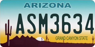 AZ license plate ASM3634
