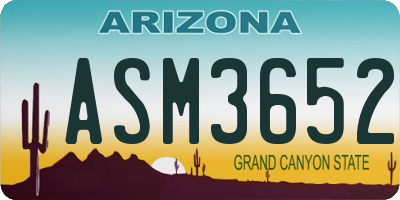 AZ license plate ASM3652