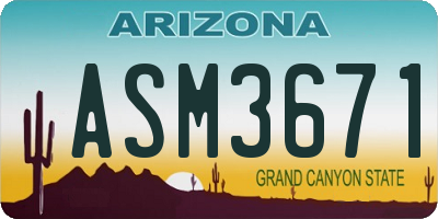 AZ license plate ASM3671