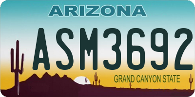 AZ license plate ASM3692