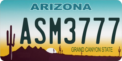 AZ license plate ASM3777