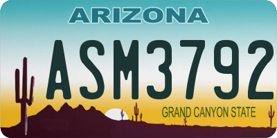 AZ license plate ASM3792
