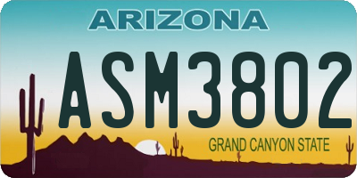 AZ license plate ASM3802