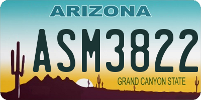 AZ license plate ASM3822