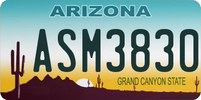 AZ license plate ASM3830