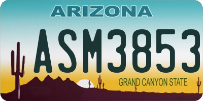 AZ license plate ASM3853